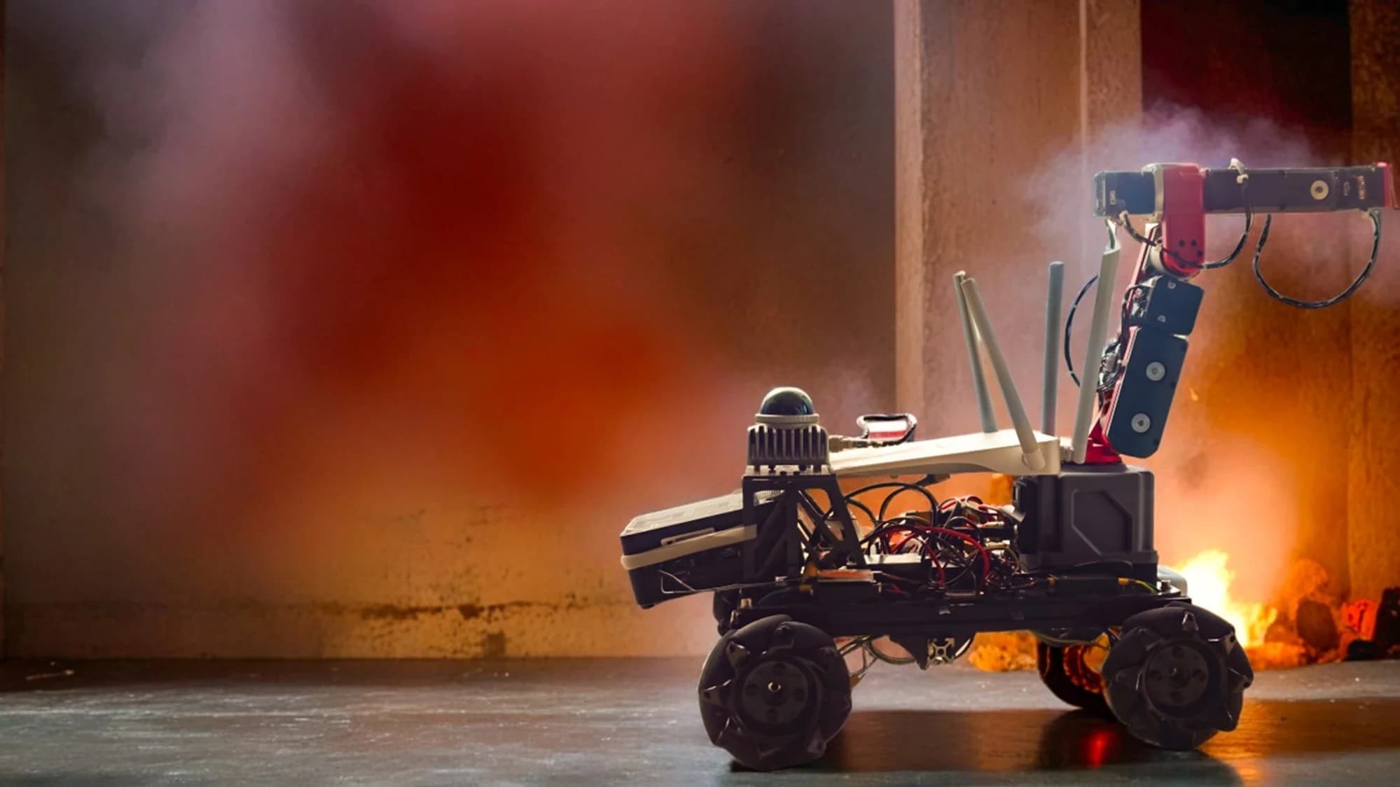 Sentra mobile robot operating in a smoke-filled test environment